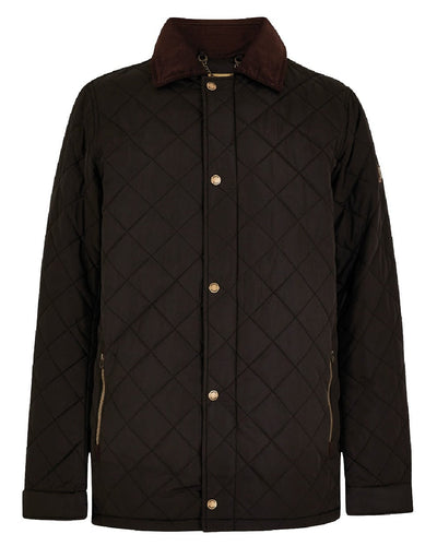 Black coloured Dubarry Mountusher Quilted Jacket on white background #colour_black