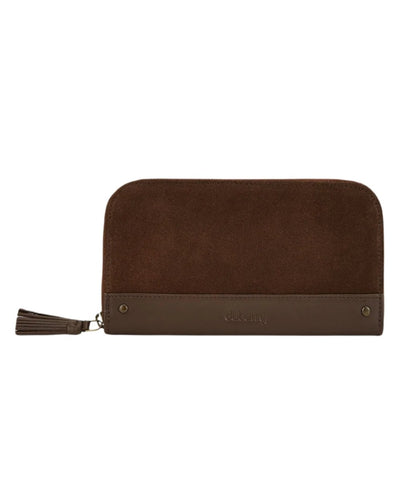 Cigar coloured Dubarry Northbrook Suede Purse on white background #colour_cigar