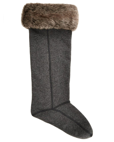 Elk coloured Dubarry Raftery Ladies Faux Fur Boot Liner n white background #colour_elk