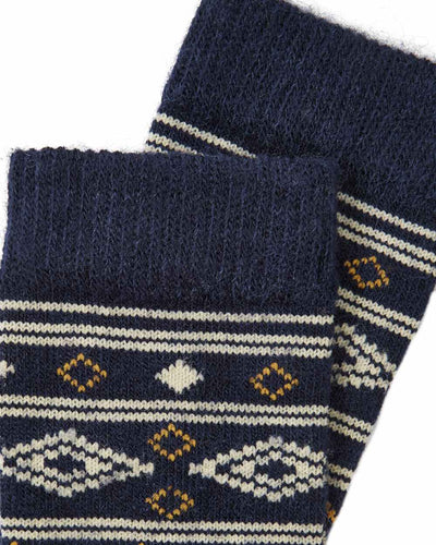 Navy Coloured Dubarry Rolestown Fair Isle Alpaca Socks on white background #colour_navy