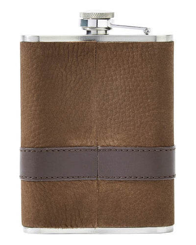 Walnut coloured Dubarry Rugby Hip Flask on white background #colour_walnut