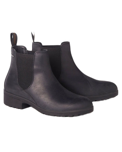 Black coloured Dubarry Womens Waterford Chelsea Boots on white background #colour_black