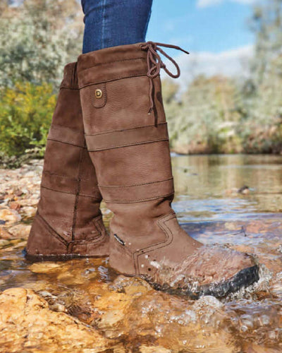 Chocolate coloured Dublin River Boots III on water background #colour_chocolate