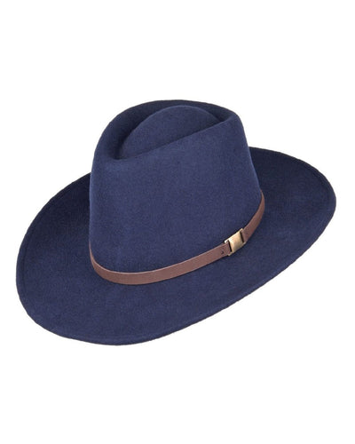 Navy coloured Heather Eden Wool Felt Aussie Hat on white background #colour_navy