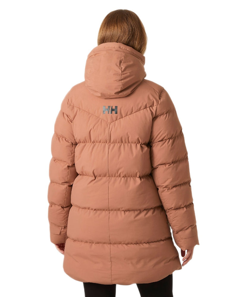 Cedarwood Coloured Helly Hansen Adore Ladies Puffy Parka on white background 