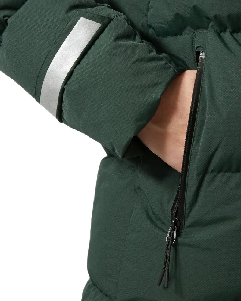 Dark Jungle Coloured Helly Hansen Adore Ladies Puffy Parka on white background 