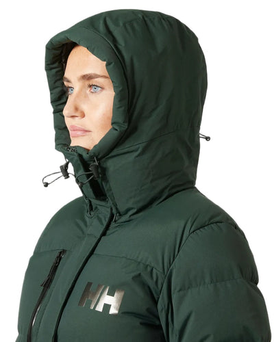 Dark Jungle Coloured Helly Hansen Adore Ladies Puffy Parka on white background #colour_dark-jungle