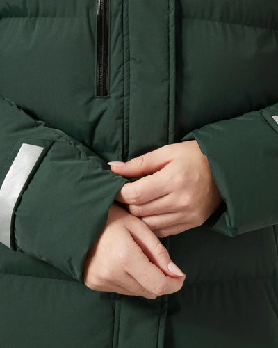 Dark Jungle Coloured Helly Hansen Adore Ladies Puffy Parka on white background #colour_dark-jungle