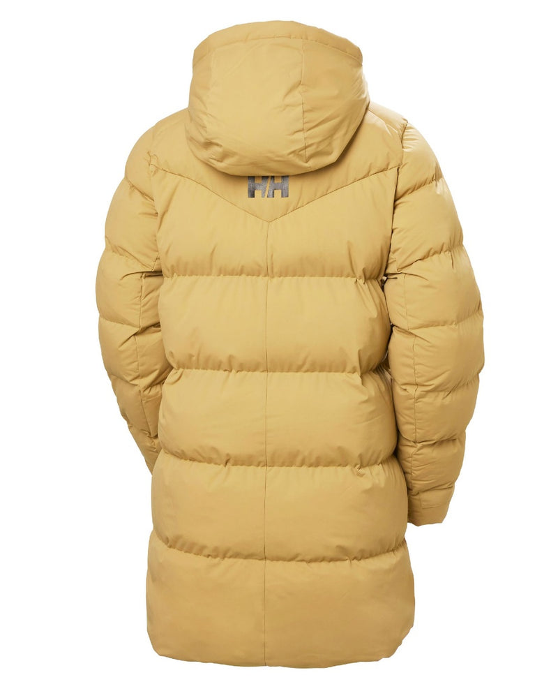 Sand Coloured Helly Hansen Adore Ladies Puffy Parka on white background 