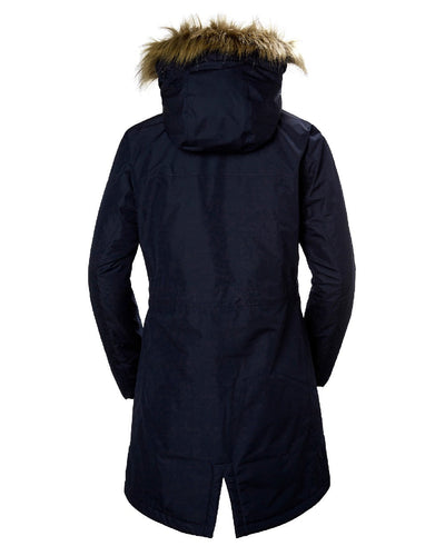 Navy coloured Helly Hansen Mayen Ladies Parka on white background #colour_navy