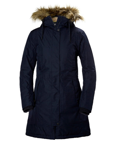 Navy coloured Helly Hansen Mayen Ladies Parka on white background #colour_navy