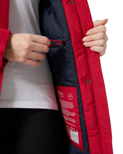 Red coloured Helly Hansen Mayen Ladies Parka on white background #colour_red