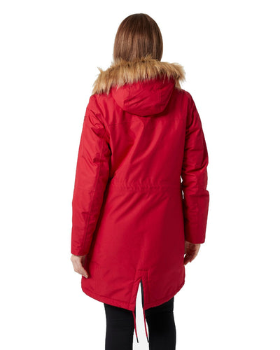 Red coloured Helly Hansen Mayen Ladies Parka on white background #colour_red