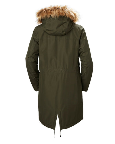 Utility Green coloured Helly Hansen Mayen Ladies Parka on white background #colour_utility-green