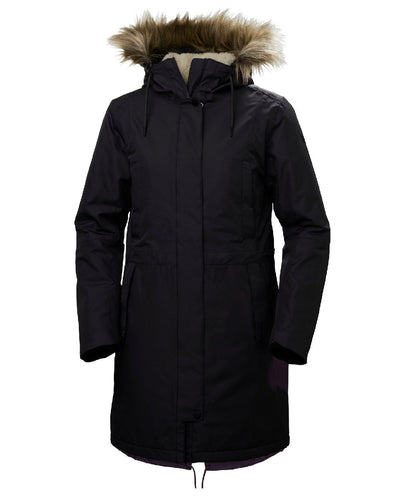 Black coloured Helly Hansen Mayen Ladies Parka on white background #colour_black