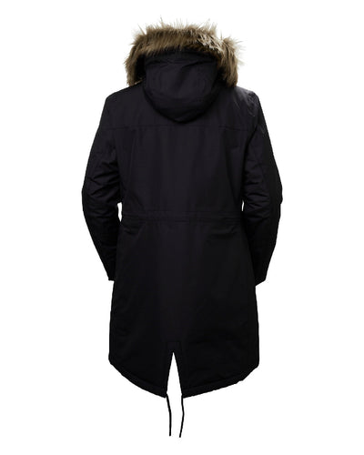 Black coloured Helly Hansen Mayen Ladies Parka on white background #colour_black