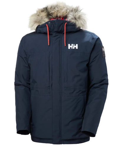 Navy coloured Helly Hansen Mens Coastal 3.0 Parka on white background #colour_navy