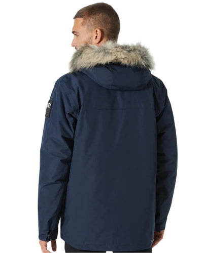 Navy coloured Helly Hansen Mens Coastal 3.0 Parka on white background #colour_navy