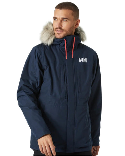 Navy coloured Helly Hansen Mens Coastal 3.0 Parka on white background #colour_navy