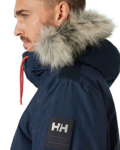 Navy coloured Helly Hansen Mens Coastal 3.0 Parka on white background #colour_navy