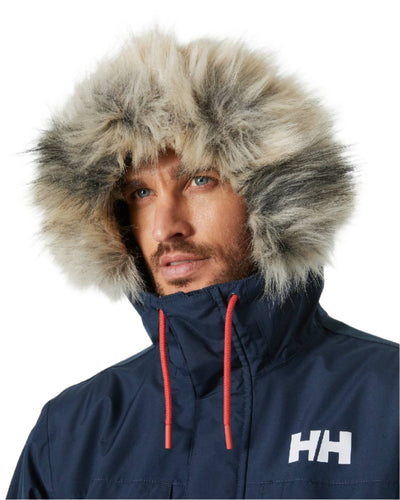 Navy coloured Helly Hansen Mens Coastal 3.0 Parka on white background #colour_navy