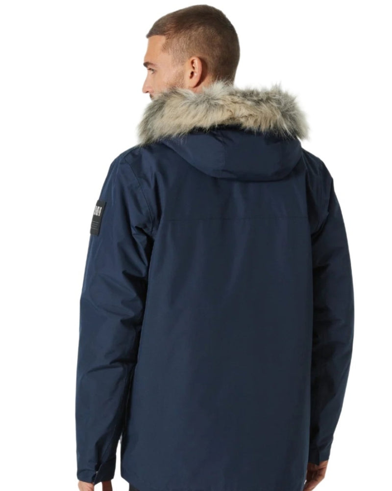 Navy coloured Helly Hansen Mens Coastal 3.0 Parka on white background 