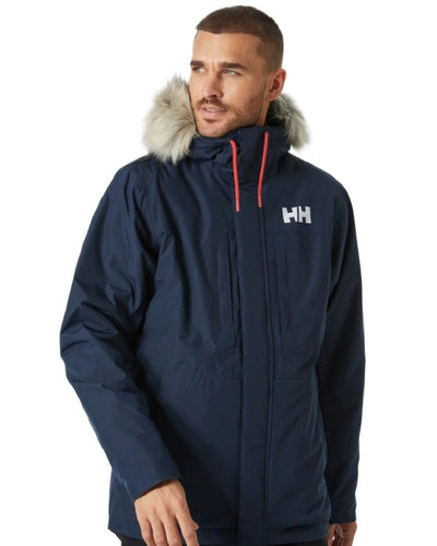 Navy coloured Helly Hansen Mens Coastal 3.0 Parka on white background #colour_navy