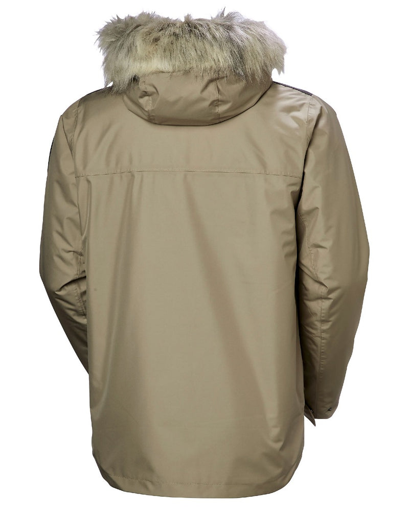 Pebble Coloured Helly Hansen Mens Coastal 3.0 Parka on white background 