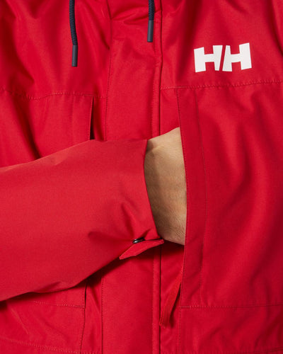 Red Coloured Helly Hansen Mens Coastal 3.0 Parka on white background #colour_red