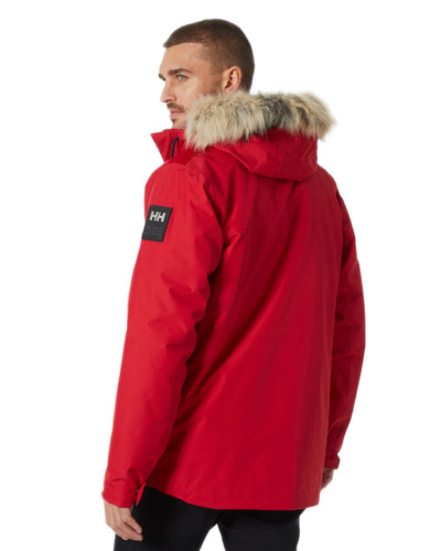 Red Coloured Helly Hansen Mens Coastal 3.0 Parka on white background #colour_red