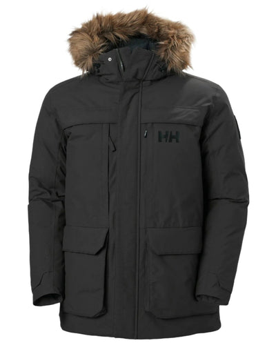 Black Coloured Helly Hansen Mens Nordsjo Winter Parka on white background #colour_black