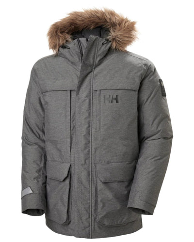 Grey Melange Coloured Helly Hansen Mens Nordsjo Winter Parka on white background #colour_grey-melange