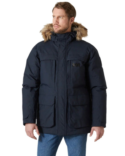 Navy Coloured Helly Hansen Mens Nordsjo Winter Parka on white background #colour_navy