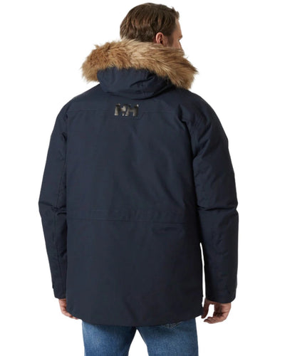 Navy Coloured Helly Hansen Mens Nordsjo Winter Parka on white background #colour_navy