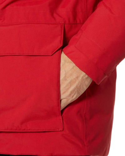 Red Coloured Helly Hansen Mens Nordsjo Winter Parka on white background #colour_red