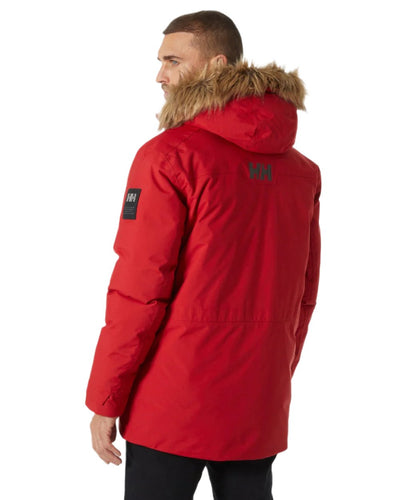 Red Coloured Helly Hansen Mens Nordsjo Winter Parka on white background #colour_red