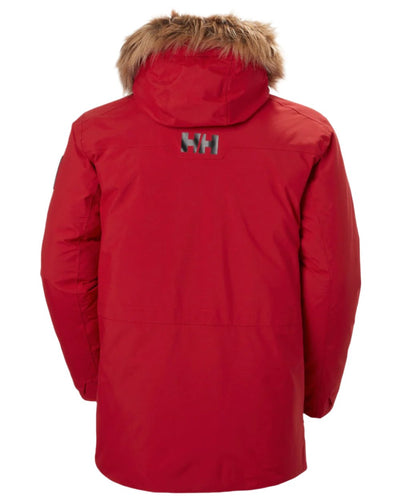 Red Coloured Helly Hansen Mens Nordsjo Winter Parka on white background #colour_red