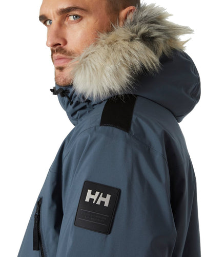 Alpine Frost coloured Helly Hansen Mens Reine Winter Parka on white background #colour_alpine-frost