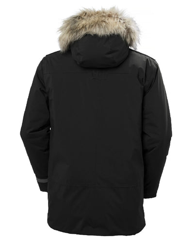 Black coloured Helly Hansen Mens Reine Winter Parka on white background #colour_black