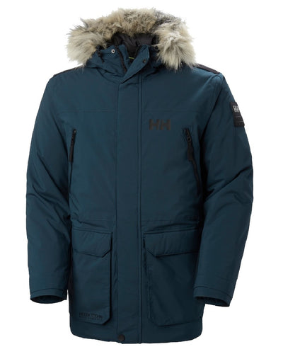 Midnight coloured Helly Hansen Mens Reine Winter Parka on white background #colour_midnight