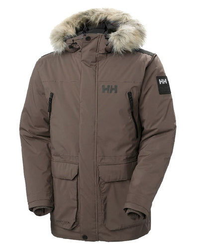 Triple Espresso coloured Helly Hansen Mens Reine Winter Parka on white background #colour_triple-espresso