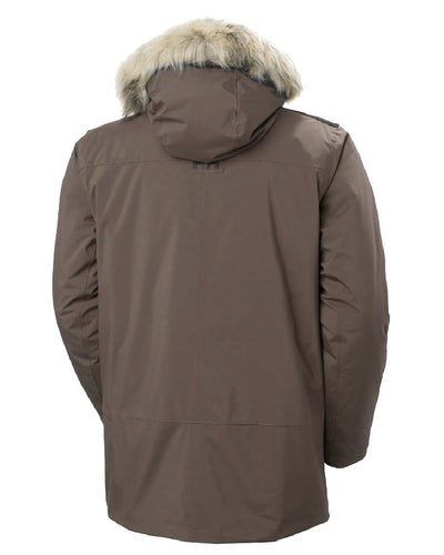 Triple Espresso coloured Helly Hansen Mens Reine Winter Parka on white background #colour_triple-espresso