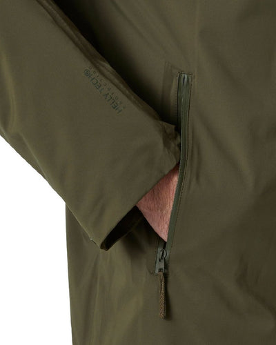 Utility Green Coloured Helly Hansen Mens Urban Pro Insulated Raincoat on white background #colour_utility-green