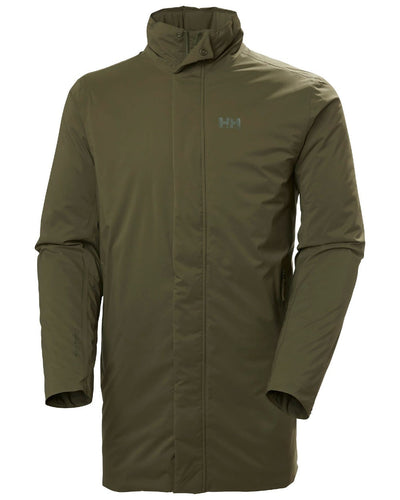Utility Green Coloured Helly Hansen Mens Urban Pro Insulated Raincoat on white background #colour_utility-green
