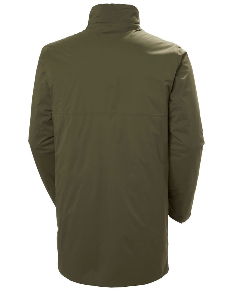 Utility Green Coloured Helly Hansen Mens Urban Pro Insulated Raincoat on white background 