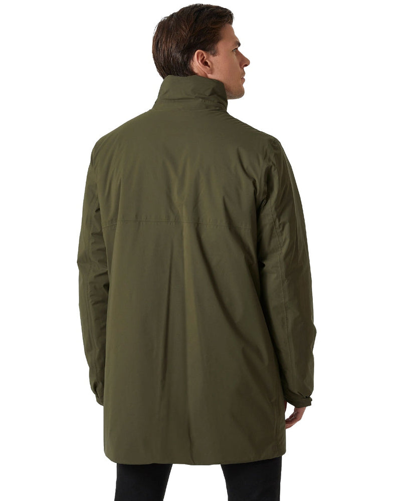 Utility Green Coloured Helly Hansen Mens Urban Pro Insulated Raincoat on white background 