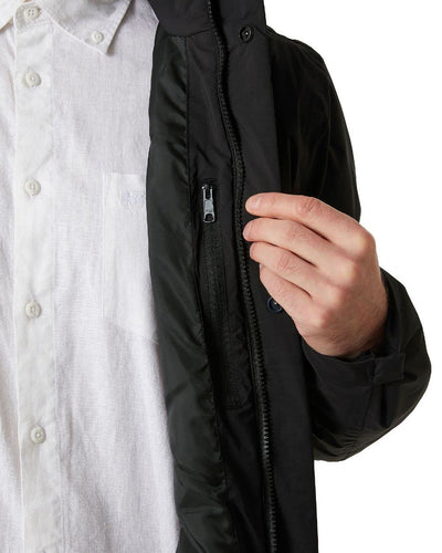 Black Coloured Helly Hansen Mens Urbo Pro Insulated Raincoat on white background #colour_black