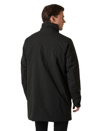 Black Coloured Helly Hansen Mens Urbo Pro Insulated Raincoat on white background #colour_black