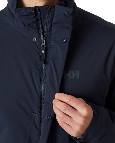 Navy Coloured Helly Hansen Mens Urbo Pro Insulated Raincoat on white background #colour_navy