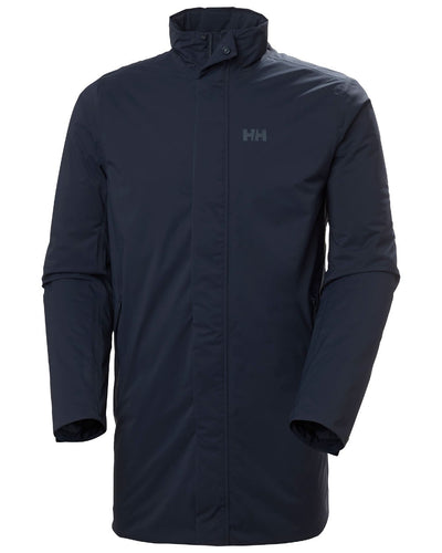 Navy Coloured Helly Hansen Mens Urbo Pro Insulated Raincoat on white background #colour_navy